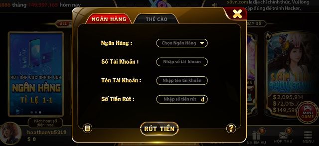 hướng dẫn rút tiền tại x8 club